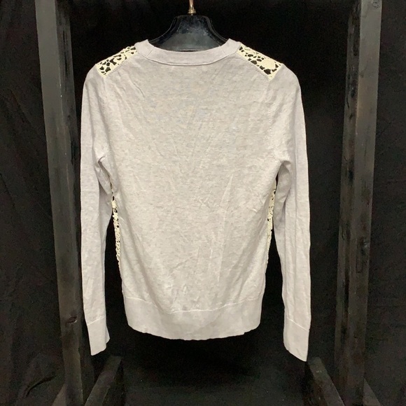 Loft cardigan with crochet front on gray sweater - Picture 4 of 5